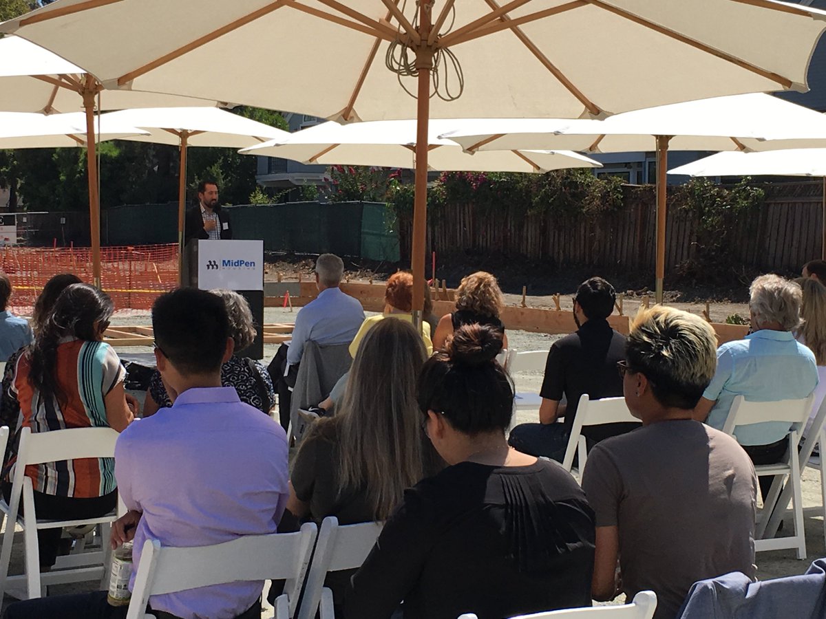 MidPenHousing's tweet photo. "We like to fund innovation which is why it's easy for us to fund projects like these." @HousingTrustSV CEO @KevZwick at the #WallRaising for a @MidPenHousing #affordablehousing community which preserves 108 &amp; builds 62 brand new ones. Thanks for your investment, @HousingTrustSV! https://t.co/VIAnelTG92