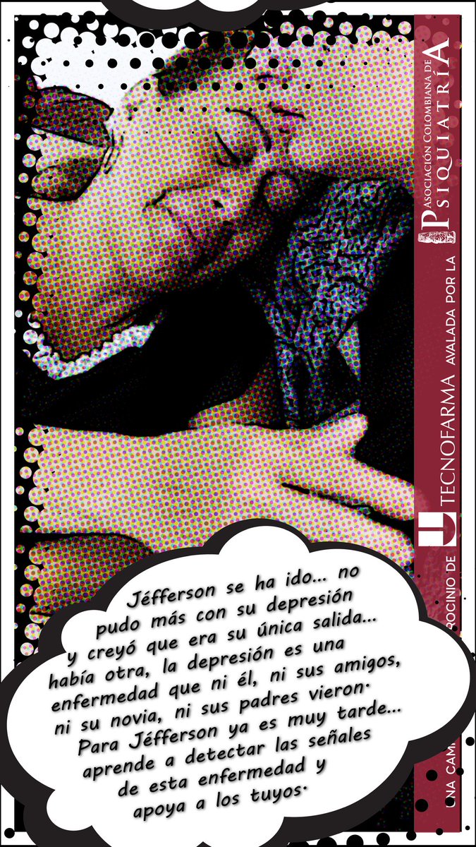 TengoDepre's tweet photo. #Jéfferson se ha ido... No pudo más con su #depresión y creyó que era su #única #salida...  Había otra, la depresión es una #enfermedad que ni el, ni sus #amigos, ni su #novia, ni sus #padres vieron.
Pará Jéfferson ya es muy #tarde...
#Tecnofarma @TengoDepre @ACPPsiquiatria https://t.co/mhSDIiAyq3