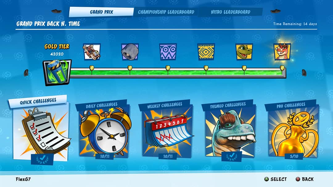 FlexG7games's tweet photo. The Back N. Time Nitro Grind is over. #CrashTeamRacingNitroFueled #CrashBandicoot #CTRNitroFueled #grandprix #BackNTime https://t.co/XgnRvxe36b