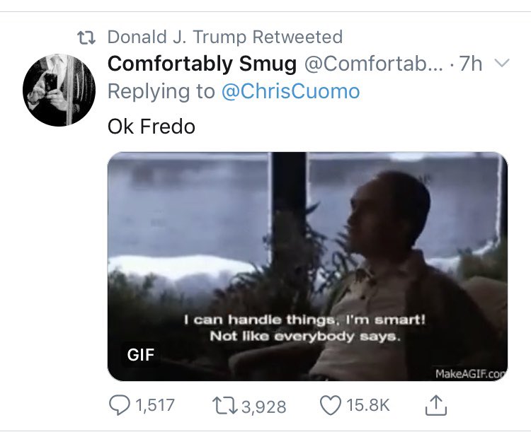 IndivisibleCHS's tweet photo. We know 45 is obviously NOT Presidential in any way, but it’s STILL a bit mind boggling when he retweets crap like this! https://t.co/qM2918MyBn