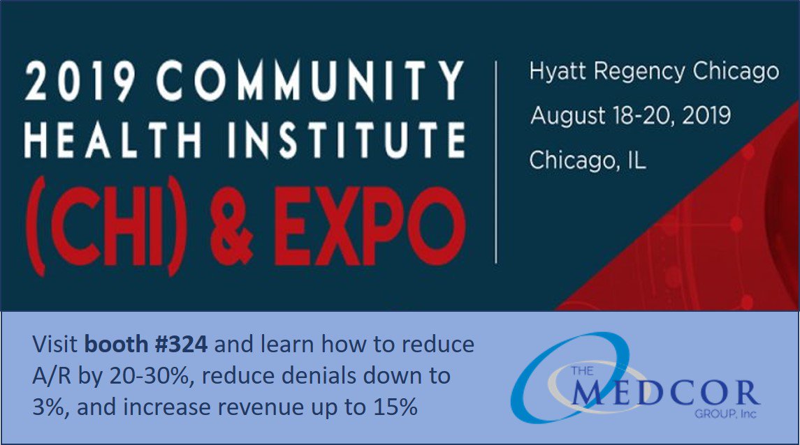 Attending <a href="/NACHC/">NACHC</a> Community Health Institute &amp; Expo #NACHC19CHI in Chicago? Stop by booth #324 to learn how to reduce A/R by 20-30%, reduce denials down to 3%, and increase revenue up to 15% #FQHC #CHC #RCM Learn more hubs.ly/H0kfBBd0