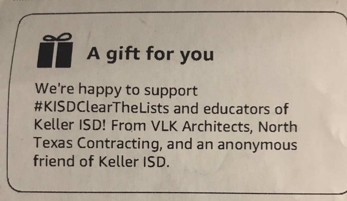 13KerriM's tweet photo. I just received a blessing from #KISDClearTheLists friends! My 1st graders will be so excited to use the amazing gifts!
@VLKArchitects https://t.co/rcOqZyxZok