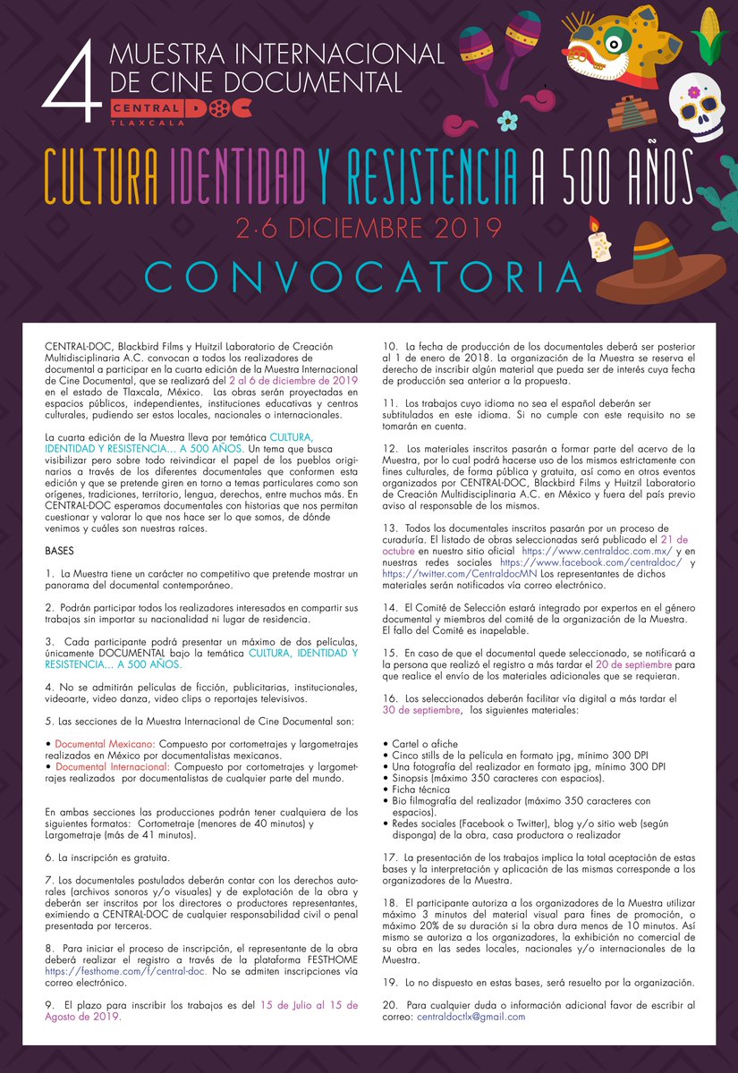 central_doc's tweet photo. ⚠️CIERRE DE CONVOCATORIAS 15 DE AGOSTO⚠️ 
Amigos no dejen pasar la oportunidad de formar parte de la 4a Muestra Internacional de Cine Documental.  Aún están a tiempo de mandar sus producciones‼️ Todos los detalles en 👉 https://t.co/EGwnfIgpwT 👈
#centraldoc #máscine #deadline https://t.co/chMIT4HCwR