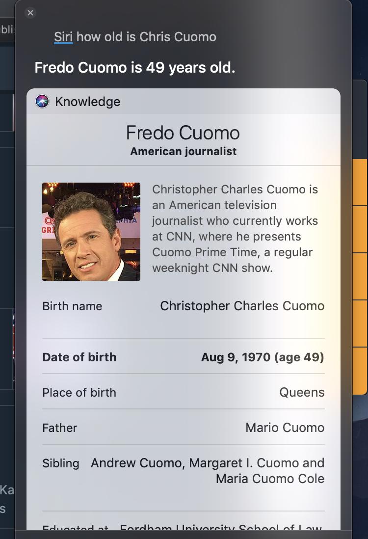 Siri is calling him Fredo Cuomo