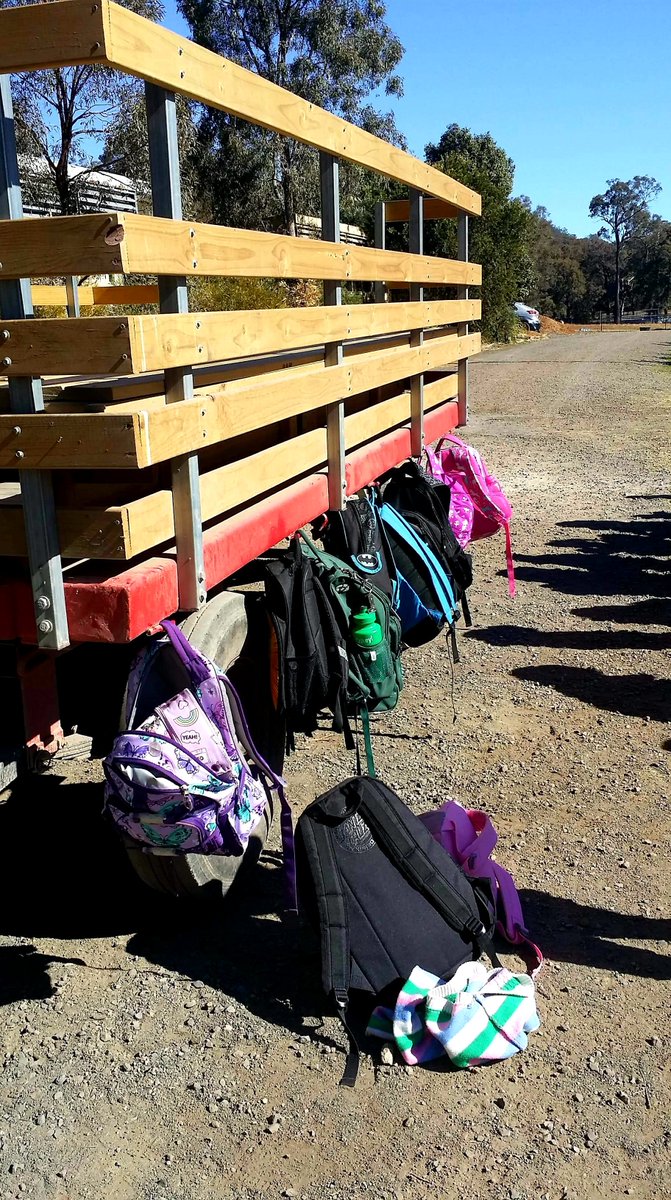 Creative minds of the future on display at #farmschool. Innovation from the Kindergarten students of Appin Public School, finding a use for what we thought were pointless hooks along the bottom of our wagon.