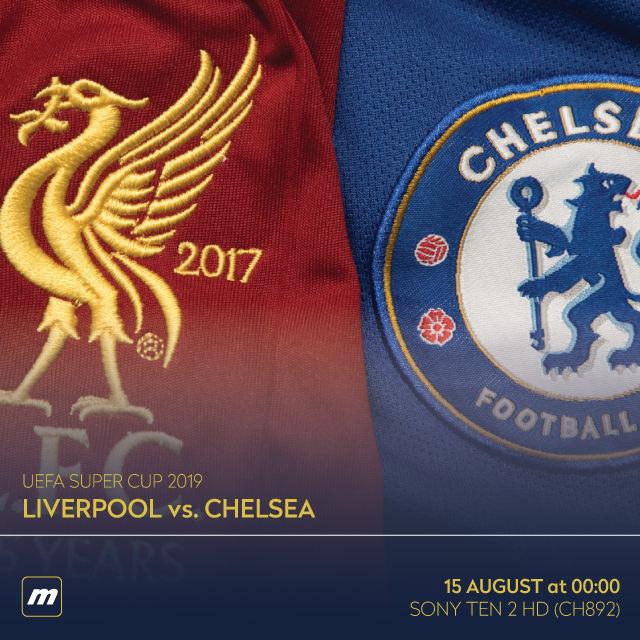 Medianetmv's tweet photo. The champions of Europe Liverpool take on Europa League winners Chelsea in Istanbul as they look to secure the club its fourth triumph in the competition.

UEFA Super Cup:
Liverpool vs. Chelsea
15 August at 00:00 on Sony Ten 2 HD (Ch892) &amp; Sony Ten 2 (Ch309)

#medianetmv
#USC19 https://t.co/4cuTqdexL2