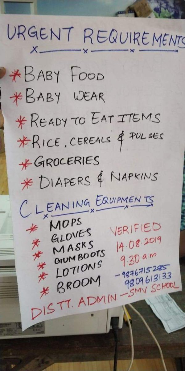 Mollywoodstory's tweet photo. Attention #Trivandrum
 
Urgent requirements at SMV School

Please spread the word

#KeralaFloods19 https://t.co/AmEkIPCWFf