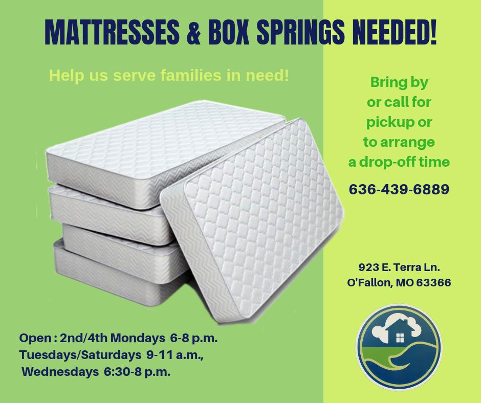 We are low on mattresses &amp; box springs, completely out of twin-size! If you can donate, please bring by when we're open or call to arrange special drop-off or pick-up time. Help us serve families in our community!