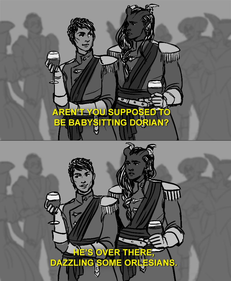 i decided to dive back into dragon age inquisition this week after two whole years which means of course i have to mark the occasion by finally giving twitter this dumb comic which is also perhaps the most popular thing i have ever made 