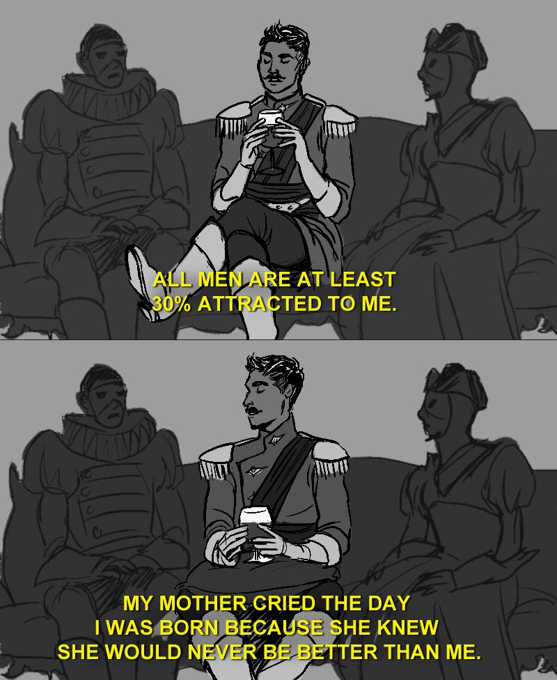 i decided to dive back into dragon age inquisition this week after two whole years which means of course i have to mark the occasion by finally giving twitter this dumb comic which is also perhaps the most popular thing i have ever made 