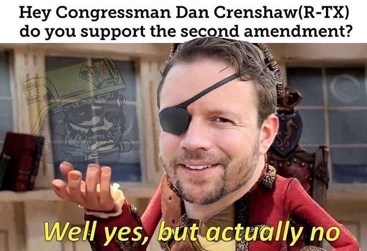 LifeIsAHillary's tweet photo. @RepDanCrenshaw .You and @realDonaldTrump are traitorous, authoritarian, statist, RINO cucks. Stop screwing with our Bill of Rights! If you RINOs continue down the road of MORE gun control, you’ll get rolled in 2020. Guaranteed. Don’t be a George Fudd Bush. #ReadMyLips https://t.co/qSb1bjnjmA