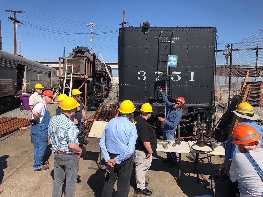 LArailhistory's tweet photo. Thank you @sf3751 & Amtrak for letting our members tour the Redondo Jct worksite! Thrilled to learn Santa Fe 3751 will be back under steam in Nov. #vintage #trains #gotsteam #lahistory https://t.co/Pq3dPAxAYs