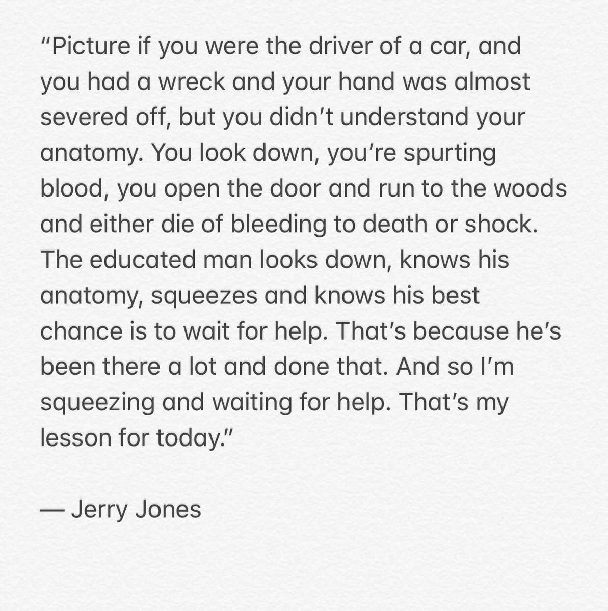 davehelman_'s tweet photo. This has got to go in the Hall of Fame of Jerryisms.

Speaking about juggling three contract negotiations, I think Jerry’s message here was “be patient, don’t panic.” But he illustrated that point with a hell of an analogy 😂 https://t.co/rLMr7Xoyho