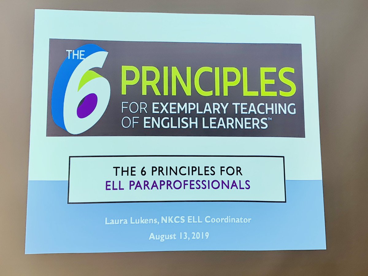 lauralukens's tweet photo. NKCS ELL Paraprofessionals engaged in @TESOL_Assn #6Principles to better serve our English learners! #NKCChampions https://t.co/zxkcP5wUeG