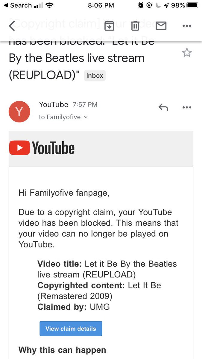 2017fan1's tweet photo. @SpencerKarter blame @SusanWojcicki for this #copyrightisbroken #firesusan https://t.co/vd3KtKJR9j