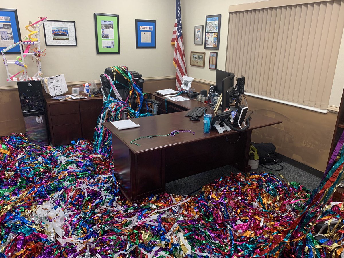mikefehnel's tweet photo. I think Carnivale threw up in my office! #BigBash2019 https://t.co/FLbmd1exhV