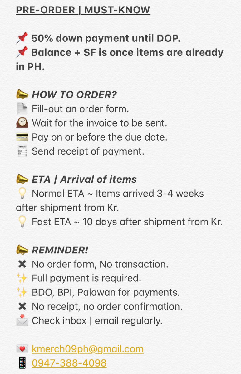 kmerchph9's tweet photo. Important #s to follow:
β¨ Preorders - #kmpreorders
β¨ On hands - #kmonhands
β¨ Updates - #kmupdates
β¨ Proofs - #kmproofs
β¨ Feedbacks - #kmfeedbacks https://t.co/yRmfAvIaed