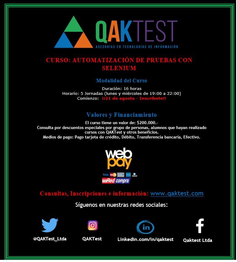 QAKTest_Ltda's tweet photo. Próximo curso inicio 21 de Agosto https://t.co/ToLA6TKN2T