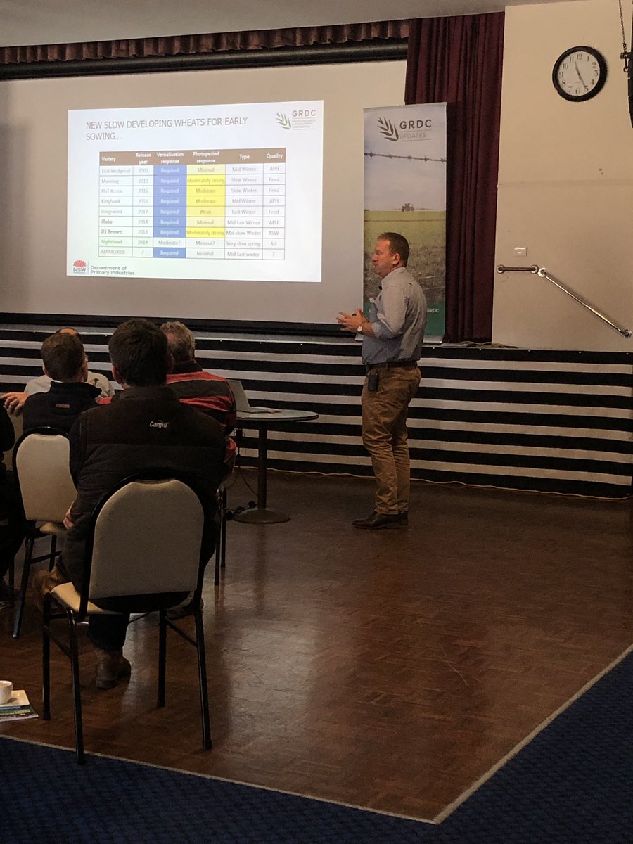CWFS_Condo's tweet photo. #NSWDPI Peter Mathews discussing #winterwheats and that theyโre not all created equal @ORMPtyLtd @GRDCNorth #GRDCUpdates https://t.co/1BEXGVjqlY