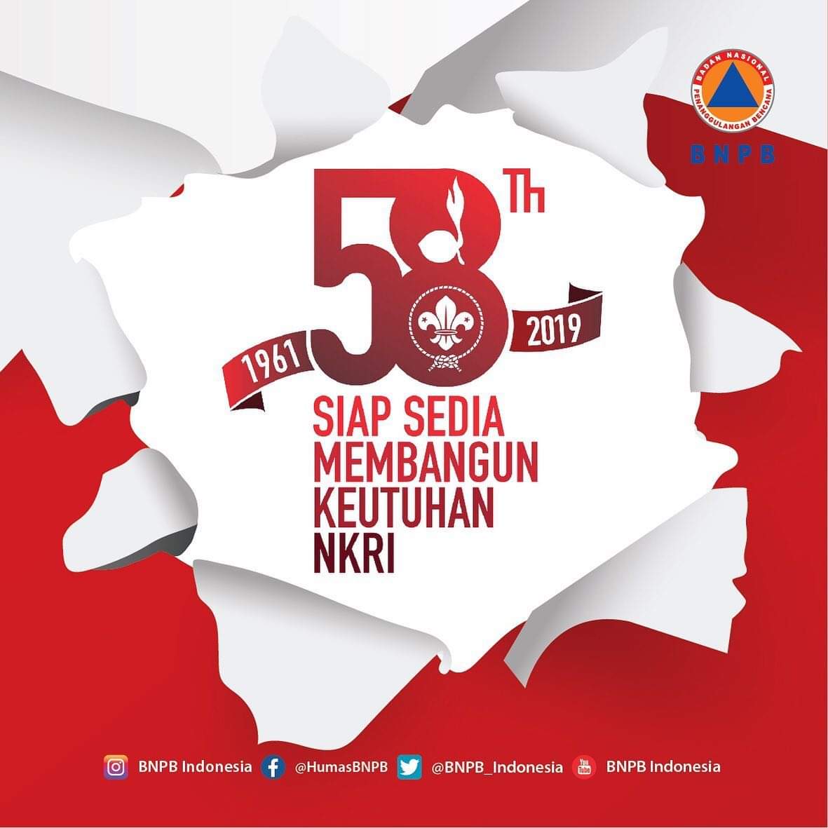 BNPB_Indonesia's tweet photo. Peringatan Hari Pramuka ke 58 sekaligus puncak dari acara Ekspedisi Desa Tangguh Bencana (Destana) Tsunami di Serang Banten. #EDT2019 #Destana2019 #Pramuka #DirgahayuPramuka #SiapSediaMembangunKeutuhanNKRI #NKRI #SiapUntukSelamat #Indonesia https://t.co/BqgpdJyaLA