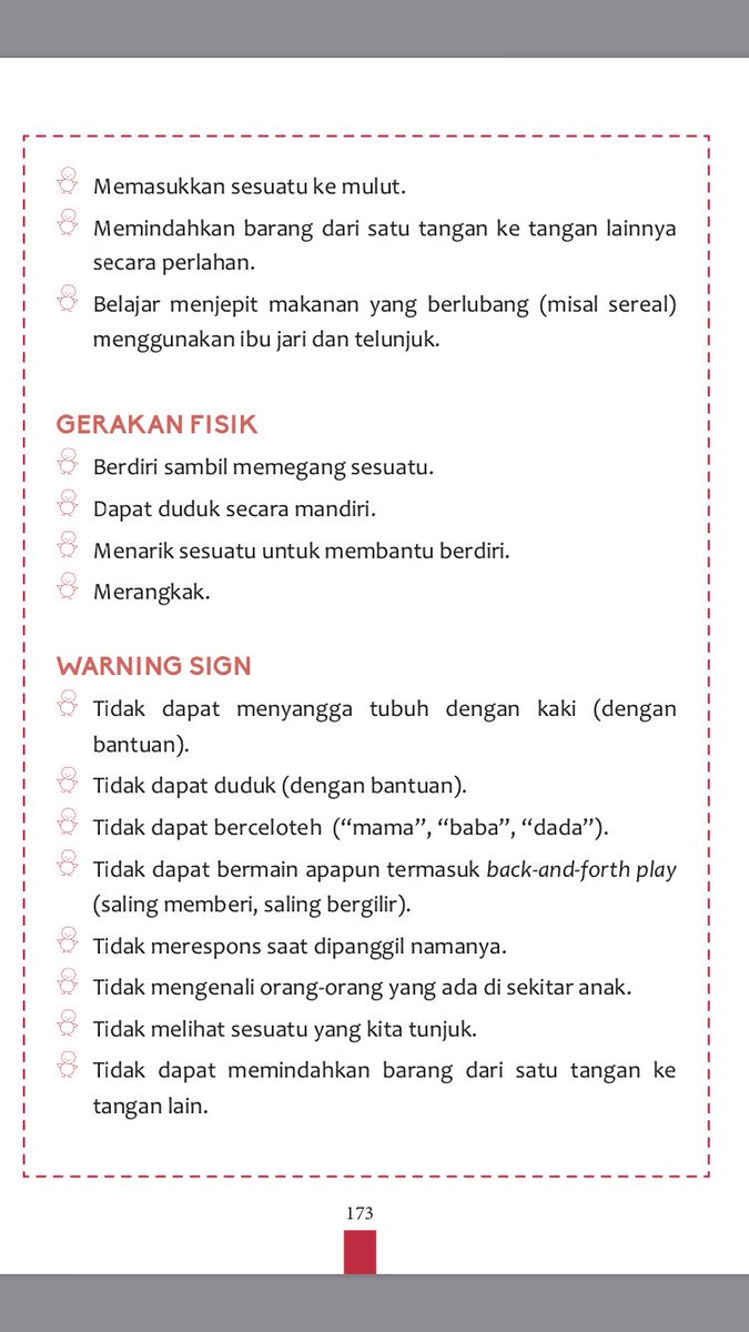 dokterapin's tweet photo. Dan ada yang namanya “warning sign”. Harus khawatir apabila pada rentang usia tertentu, seorang bayi/anak menunjukkan “warning sign” ini. Dari buku saya #MakanTepatTumbuhSehat #merangkak https://t.co/FMHnBCk90A