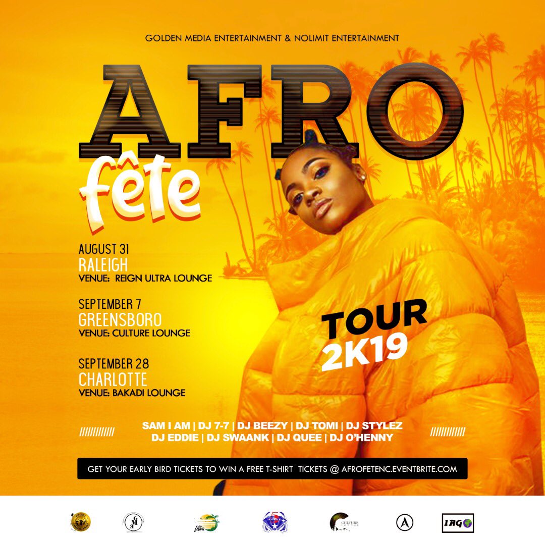 Nolimitgotu's tweet photo. “THE AFROFETE TOUR 2K19”🎊🎉 
WE’RE TAKING IT CITY TO CITY KICKING OFF IN THE TRIANGLE 🔺ON AUGUST 31ST. THEN OFF TO 85 🛣 TOWARDS THE PIEDMONT TRIAD AND THEN OUR LAST STOP IN THE QUEEN CITY👑 #AfricanGiant 

BEST OF AFROBEATS | SOCA | REGGEA | HIP-HOP | DANCEHALL https://t.co/1l9o9RiJgS