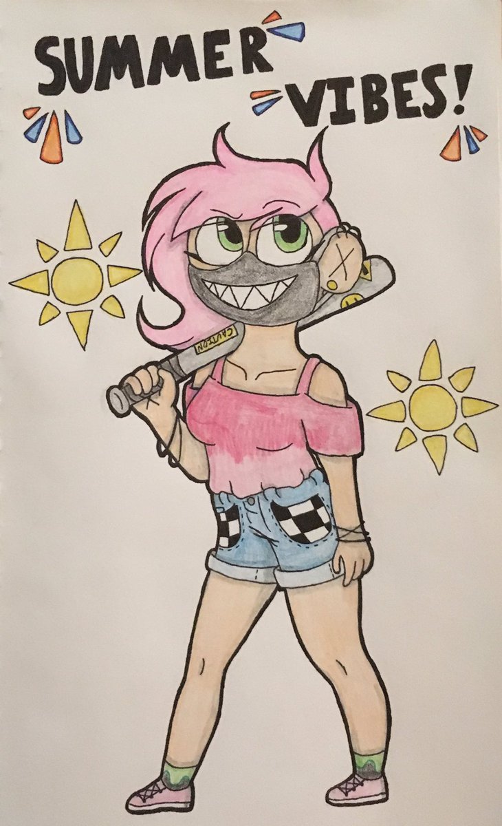 CSparkleheart's tweet photo. ☀️SUMMER VIBES☀️
An outfit and pose with Evelyn!!
.
.
#art #myart #ocart #drawing #drawings #lettering #oc #myoc #pose #posework #outfit #baseballbat #mask #summer #summervibes https://t.co/WeKHeffZ55