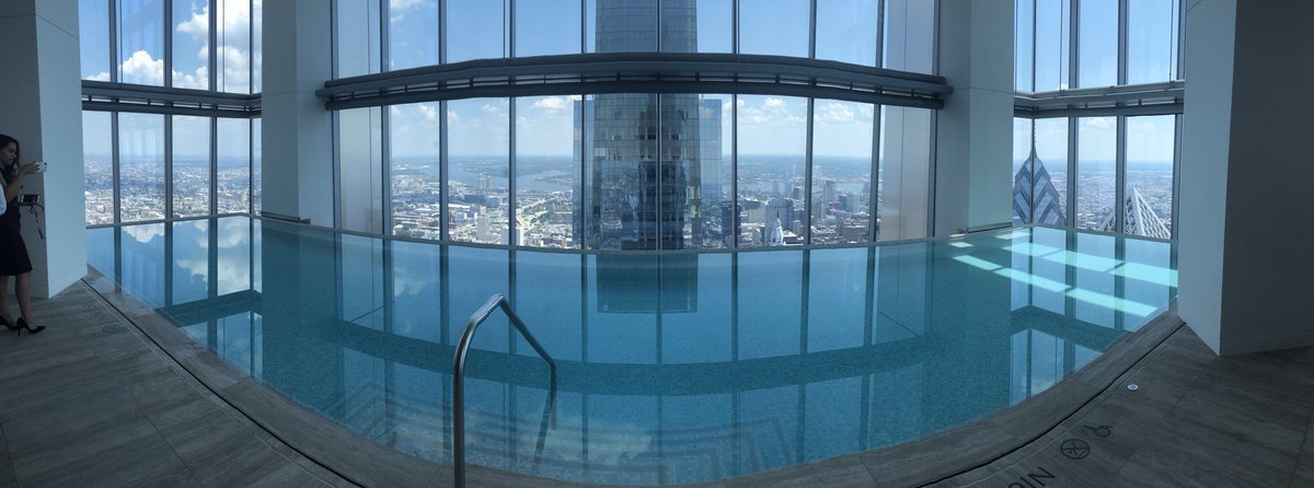 TammieSouza's tweet photo. WHAT A VIEW!!! Luxury hotel @FSPhiladelphia just opened for guests & the #FSPhiladelphia pool/spa atop #ComcastTechnologyCenter #Philadelphia is stunning @NBCPhiladelphia is located about 36 floors below #ICanDream https://t.co/nfHARR3xXK