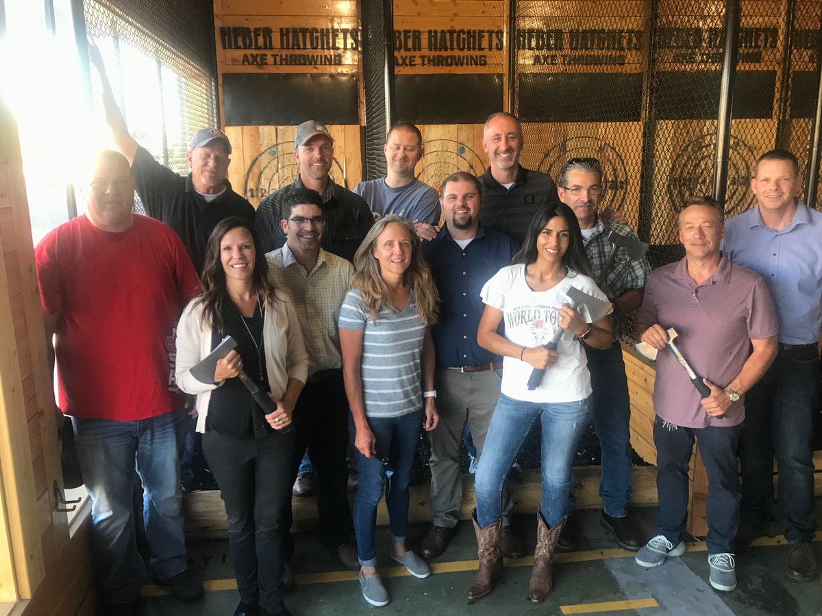 WerneckeNickie's tweet photo. D198 team building!! Oh what fun it was hatchet throwing!! #mynewfavoritething #Huberhatchets @JasonBallDM198 @MikeCaplinger1 @chucksterPNW @CourtneyMKorkow @BlankenshipSB @JoelMBrownIdaho https://t.co/NQC0gT04kv