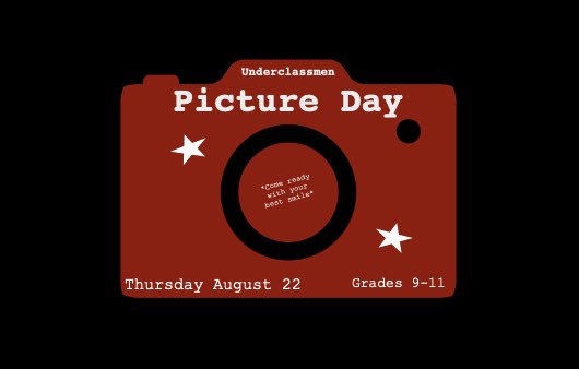DragonYearbook's tweet photo. ATTENTION: Freshmen, Sophmores, and Juniors, get your smiles ready
Picture day is Thursday August 22! https://t.co/2YgG6OX2du