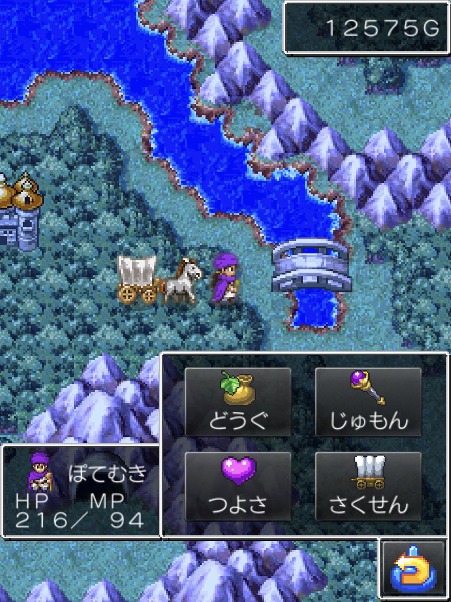 ぽちょむきん ついに着きました ドラクエ5屈指の名スポット グランバニア横のあまりにも無駄な橋 川が広いから必要なのでは と言う意見はリメイクでそもそも川が縮小されたので意味がなくなりました グランバニアの無駄な公共事業のこの橋そもそもこの