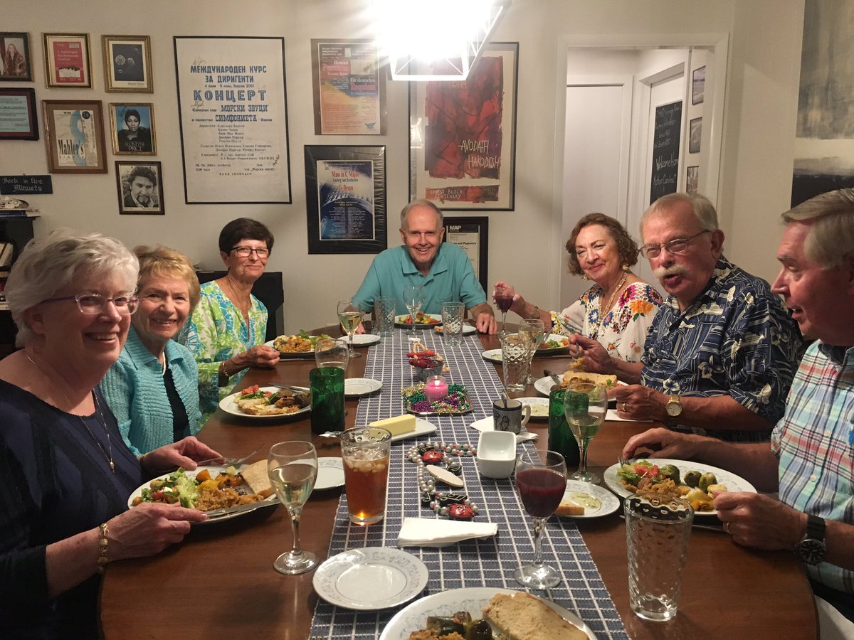 Conductor222's tweet photo. This evening, I hosted the first of several congregational dinners at the Rectory, so much fun! I made #NewOrleans jambalaya and they brought the rest. Yum! #Episcopal #DioceseofNJ #DioNJ #Anglican https://t.co/xriPoQenv9