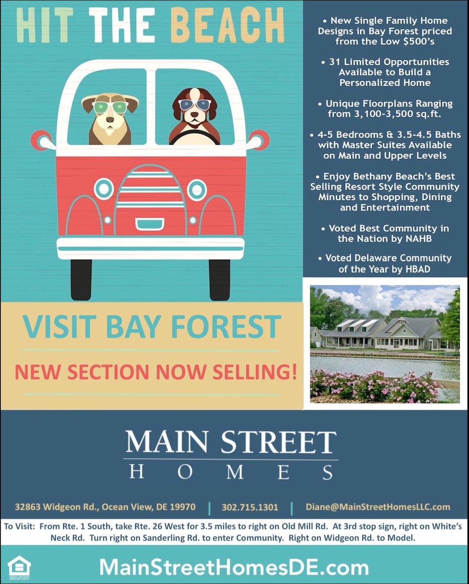 BayForestHomes's tweet photo. It’s time to Hit the Beach and find your #NewHome before Summer ends! Visit #MainStreetHomesDE New Section Now Selling in our Award-Winning Community at #BethanyBeach! https://t.co/6TPEDiB2wx
