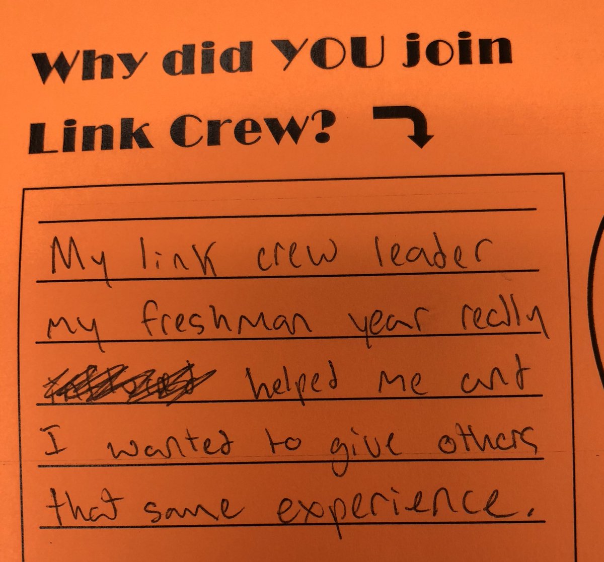 GEHS_Link's tweet photo. When our Link Leaders were asked WHY - makes it all worth it. @GEHSBlazers Orientation 2019 is a wrap! 💙🤘🏼 @BoomerangPrjct https://t.co/GTV3JJcmVL