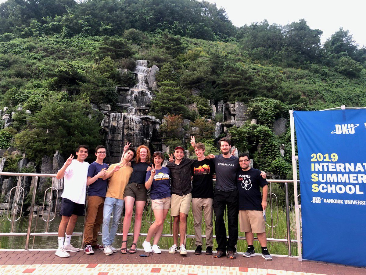 coschoolofmines's tweet photo. Dr. Wendy Fisher and eight Mines students on last day of summer school at Dankook University in South Korea! @CSatMines is all over the world! #HelluvaEngineer https://t.co/c8ZT9IqQpN