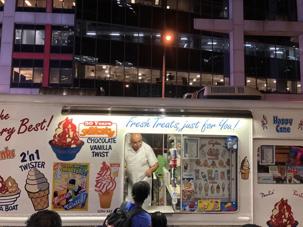 I THOUGHT WE WERE DONE BUT APPARENTLY WE ARE STOPPING AT THE ICE CREAM TRUCK