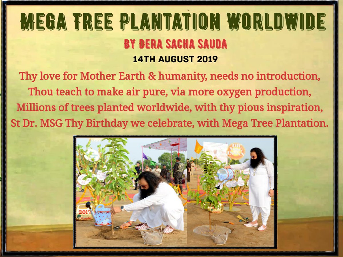rjogabri's tweet photo. #PlantATreeGetOxygenFree
Dera Sacha Sauda volunteers start tree plantation today https://t.co/25uFRnn3BI