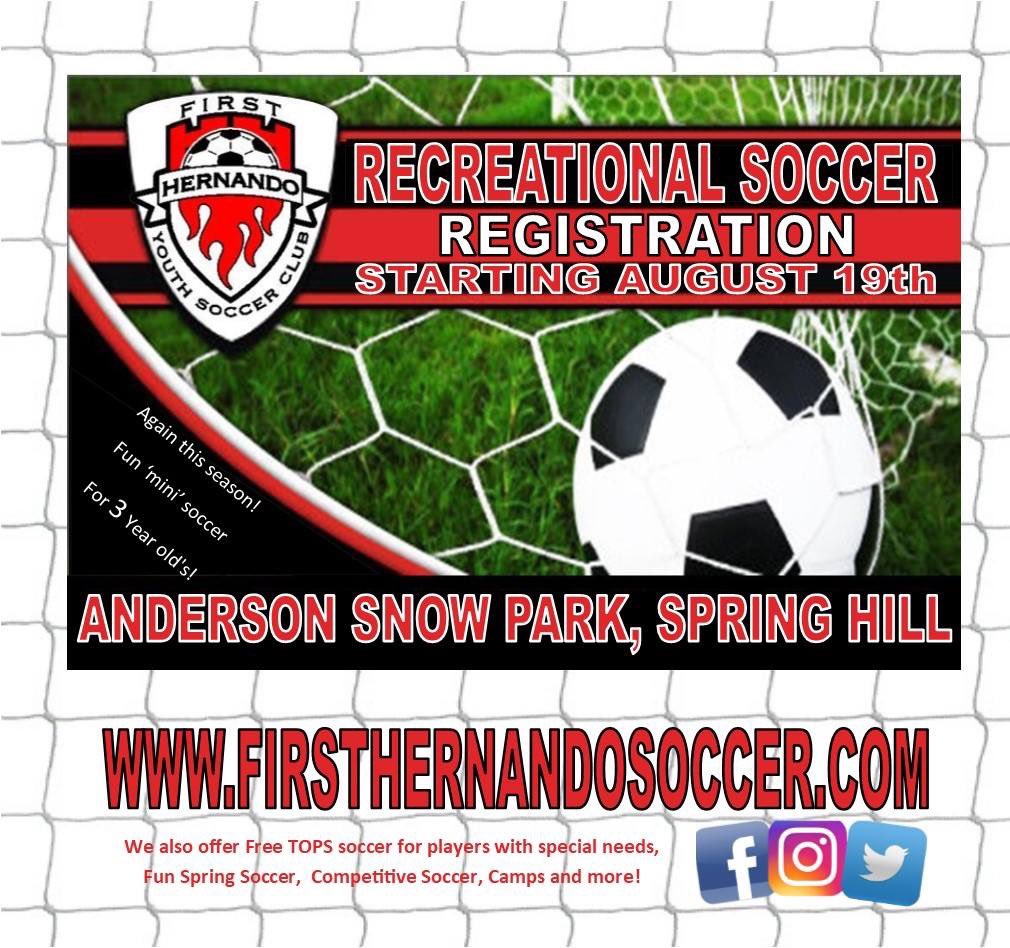 hernandosoccer's tweet photo. Hernando County. FALL, FUN! 
RECREATIONAL SOCCER. Ages 3 and up!
Pre-Register Now!
Registration Begins August 19th!
Visit https://t.co/MOVJMWFUP1 for more information. https://t.co/bi05UliStZ