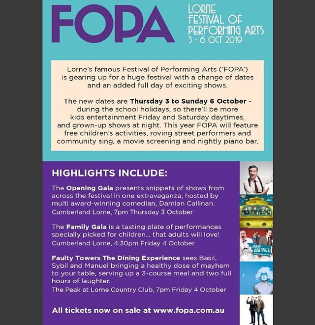 Tickets now on sale @lornefopa, a fantastic weekend of entertainment!
Grab your tickets before they sell out!
@visitgreatoceanroad @surfcoastshire ift.tt/2N2Ozb8