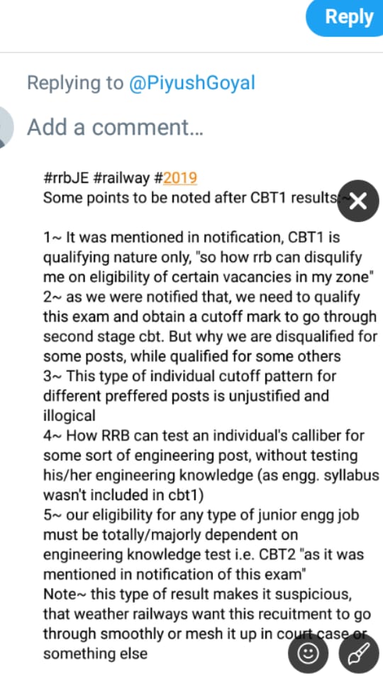 freethinkhub's tweet photo. @sarkarinewjob @indianrailway__ @PiyushGoyal @PMOIndia @ABPNews @ndtv @narendramodi This is first time happened for JE tech post candidates are eliminated on basis of 100% non tech syllabus ,RRB doing impartial behavior without checking someone's technical knowledge .it was mentioned in notification ,CBT 1 is qualifying nature only and screening exam.#scamrrb https://t.co/lSQI1nn8dV