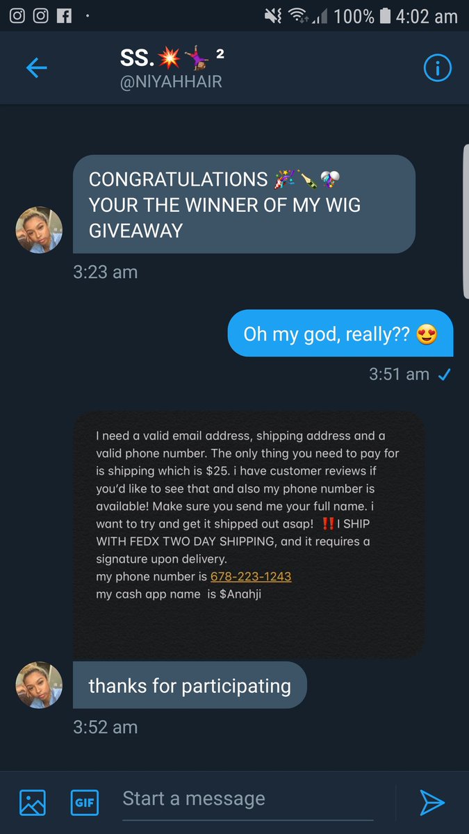 _glamnote_'s tweet photo. Ok guys... So I woke up to this today... After doing a little digging turns out its a scam... @NlYAHHAIR is a scam please dont fall for it... Even if they have lots of followers doesn't mean it's real, this girl has 15k followers. #wiggiveaway #ScamBlockParty #NIYAHHAIR #wigs https://t.co/HyFR0XJCWX
