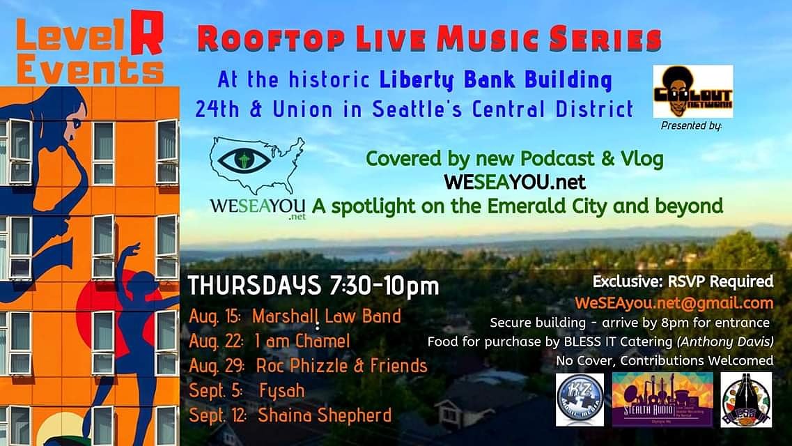 Kicking off content creation with a <a href="/CooloutNetwork/">Coolout Network</a> rooftop music series at #LibertyBankBuilding #Seattle!

Thursdays 8-15 to 9-12
With <a href="/MarshallLawBand/">Marshall Law Band</a> @ChamelSimmons <a href="/RocPhizzle/">ROC PHIZZLE the Producer</a> <a href="/FysahS/">Fysah</a> #ShainaShepherd

RSVP weseayou.net@gmail.com

Thx <a href="/KZmusicMedia/">KZ Music Media</a> <a href="/DjMaxGain/">Jeremy Williams</a> Bless It Catering