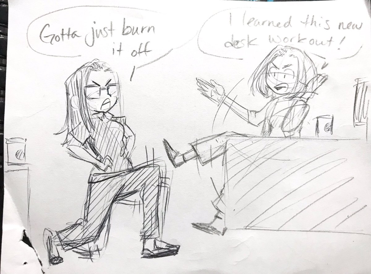 Mikaa_213's tweet photo. I doodled a real event that happened in my friend’s office at work today.
If you walked in you would’ve thought we were weirdos.
#officeworkouts #doodles https://t.co/GvkyleQOLz