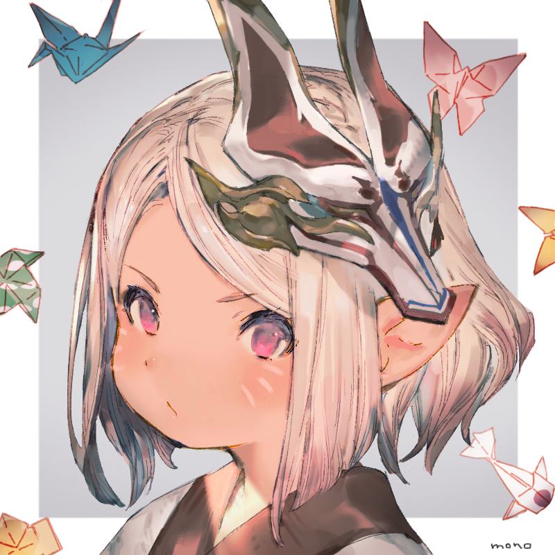lalafell 1girl origami mask solo pointy ears paper crane  illustration images