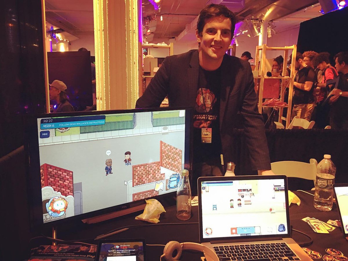 evaction's tweet photo. Our foreign language skills were tested to see if we had what it takes to be a spy in @scholarcade @spywatchlex We talked to Daniel Turcotte about the fun method to teach language arts at @playcrafting Play NYC. #spywatchlex #playnyc #playnyc2019 #indiegame #languagearts https://t.co/mYTWllSDQd