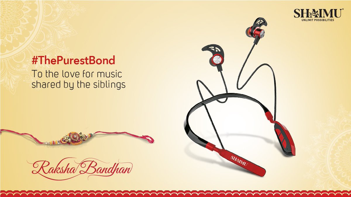 ShaimuIndia's tweet photo. This Rakshabandhan, stylize your sibling’s gadgets collection with stylish #Shaimu #Neckband.
#Rakhi #Sister #Brother #Family #bond #Festival #Siblings #BestQuality #PremiumQuality #BestProducts #MobileAccesories #ShaimuElectronics #ShaimuIndia https://t.co/x8goGwsDYK