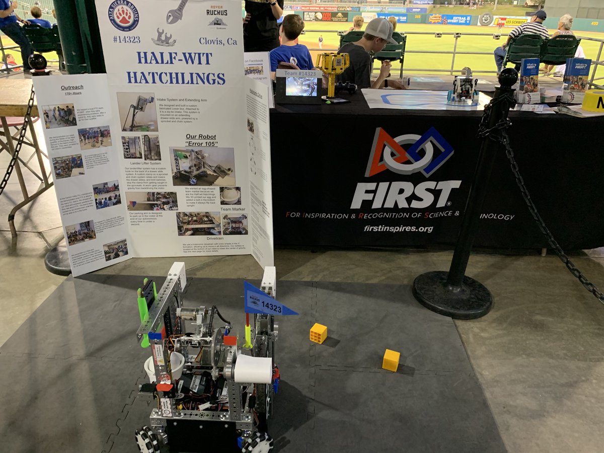 CVRobotics's tweet photo. Thanks to FIRST LEGO League Team Some Assembly Required and FIRST Tech Challenge Team Half-Wit Hatchlings for joining CVR at the Fresno Grizzlies Community Night! https://t.co/EgSSy4coRQ