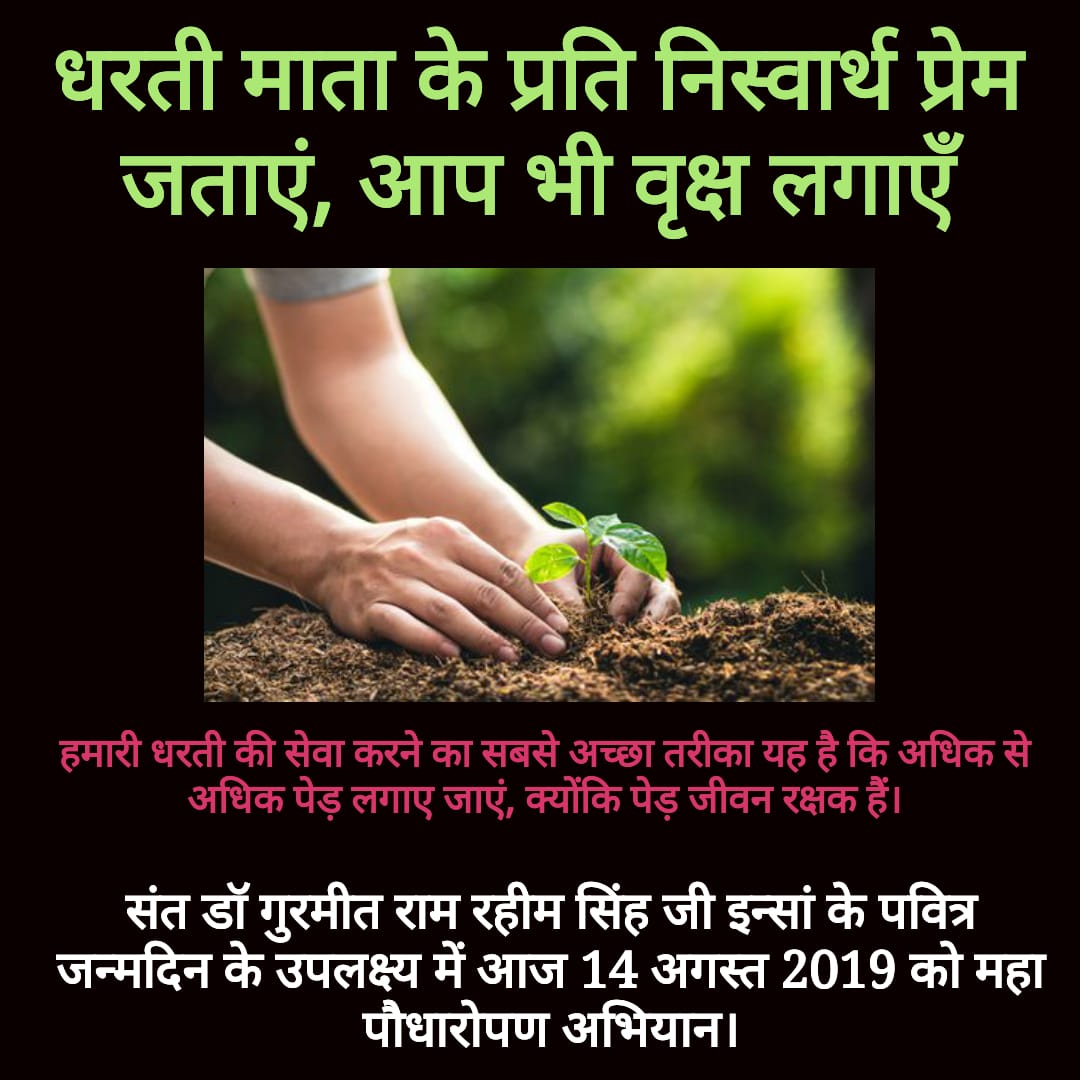 AdolRaman's tweet photo. #PlantATreeGetOxygenFree
Trees the best friends without any condition St.@Gurmeetramrahim ji encourage everyone to plant trees https://t.co/OghU5oyQp9