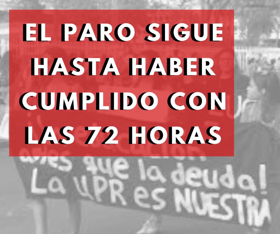 cgeuprp's tweet photo. Para el beneficio de todxs aquellos que tienen duda. Mañana los portones seguirán cerrados. El paro continúa. https://t.co/jDlLjPDw8v