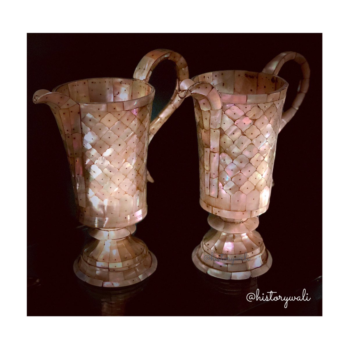 Not from a shoot but I found these beauties at the British Museum in London. Mother of Pearl cups from 17th Century CE Gujarat. Made for European collectors, the label says.